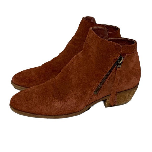SAM EDELMAN Packers Burnt Orange Booties Rust Suede Leather Ankle Boots Size 5.5 - Picture 11 of 11